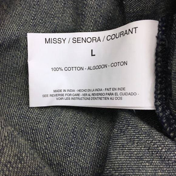 Chambray Shirt NINE WEST Button Up Long Sleeve Minimalist 100% Cotton Size Large - Picture 6 of 12